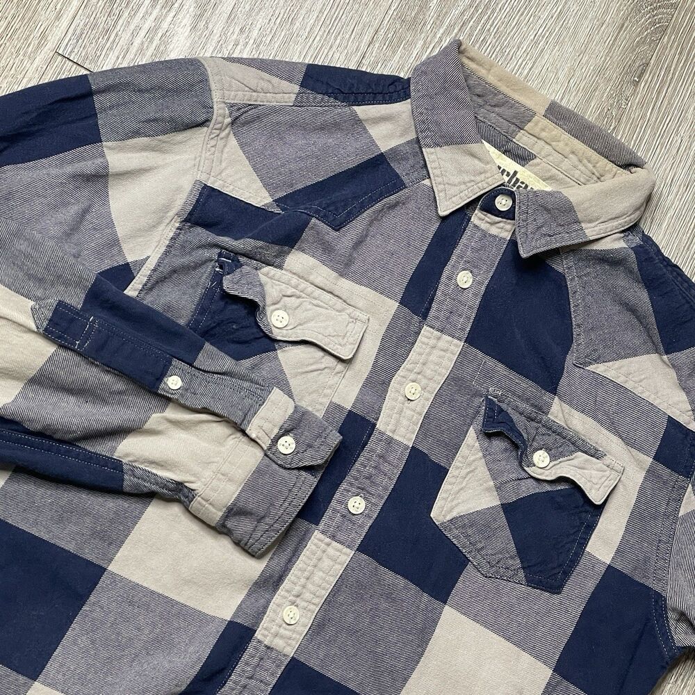 Urban Pipeline Mens Small Flannel Button Down Long Sleeve Shirt Blue Gray